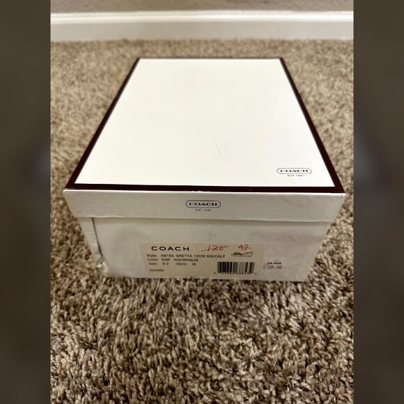 Y2K Coach Sandals Wedges Gretta Orange & Khaki Designer w/Box Vintage Fabric 8 - Picture 10 of 11